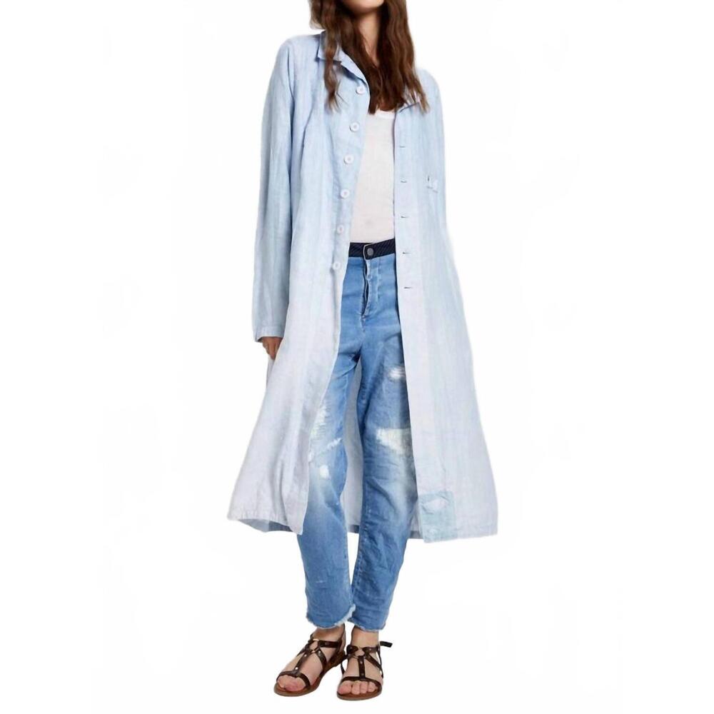 NEW UMIT UNAL summer long worker jacket in henna dying in ice blue color